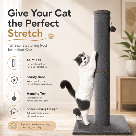 Tall Cat Scratching Post with Interactive Toys