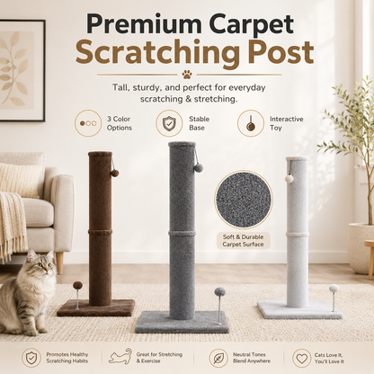 Tall Cat Scratching Post with Interactive Toys