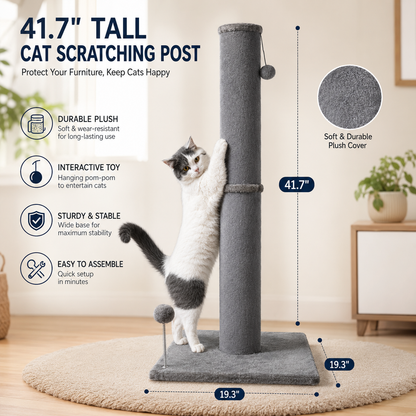 Tall Cat Scratching Post with Interactive Toys
