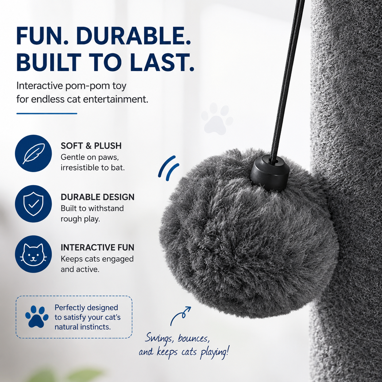 Tall Cat Scratching Post with Interactive Toys