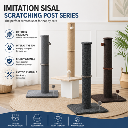 Tall Cat Scratching Post with Interactive Toys