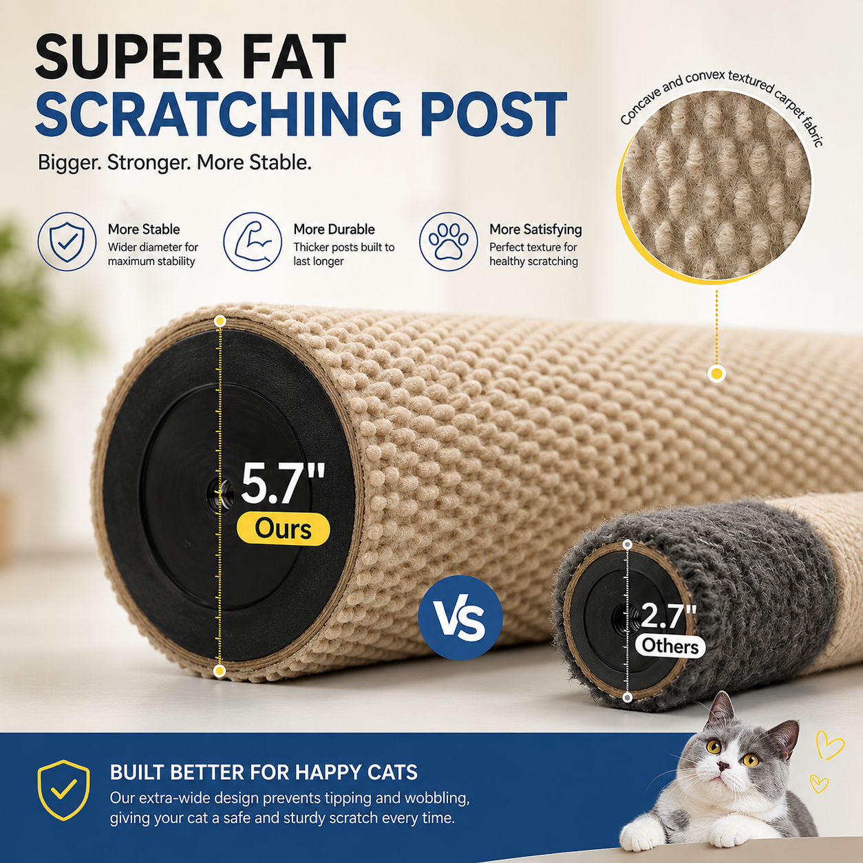 Tall Cat Scratching Post with Interactive Toys
