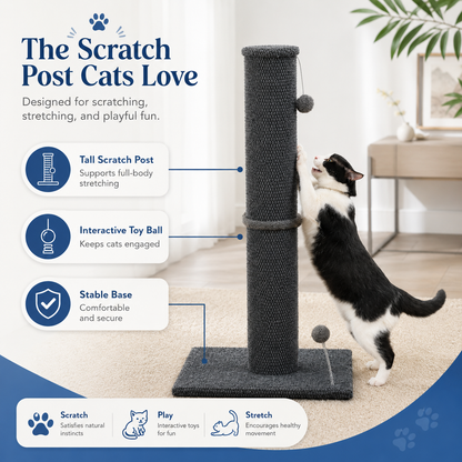 Tall Cat Scratching Post with Interactive Toys